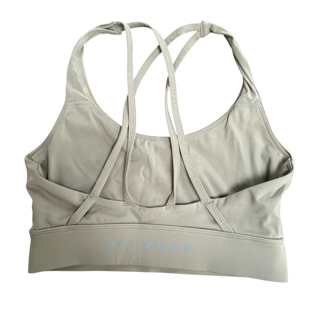 Balance Collection Women's Strappy Sports Bra, Cream, Light Stone, Medium